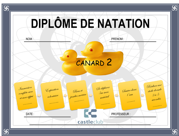 diplome natation 800m